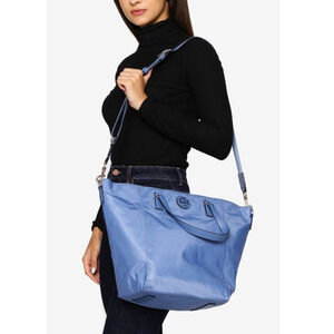 Tory Burch Tilda Nylon Shoulder Tote Bag with Detachable Long Strap Blue